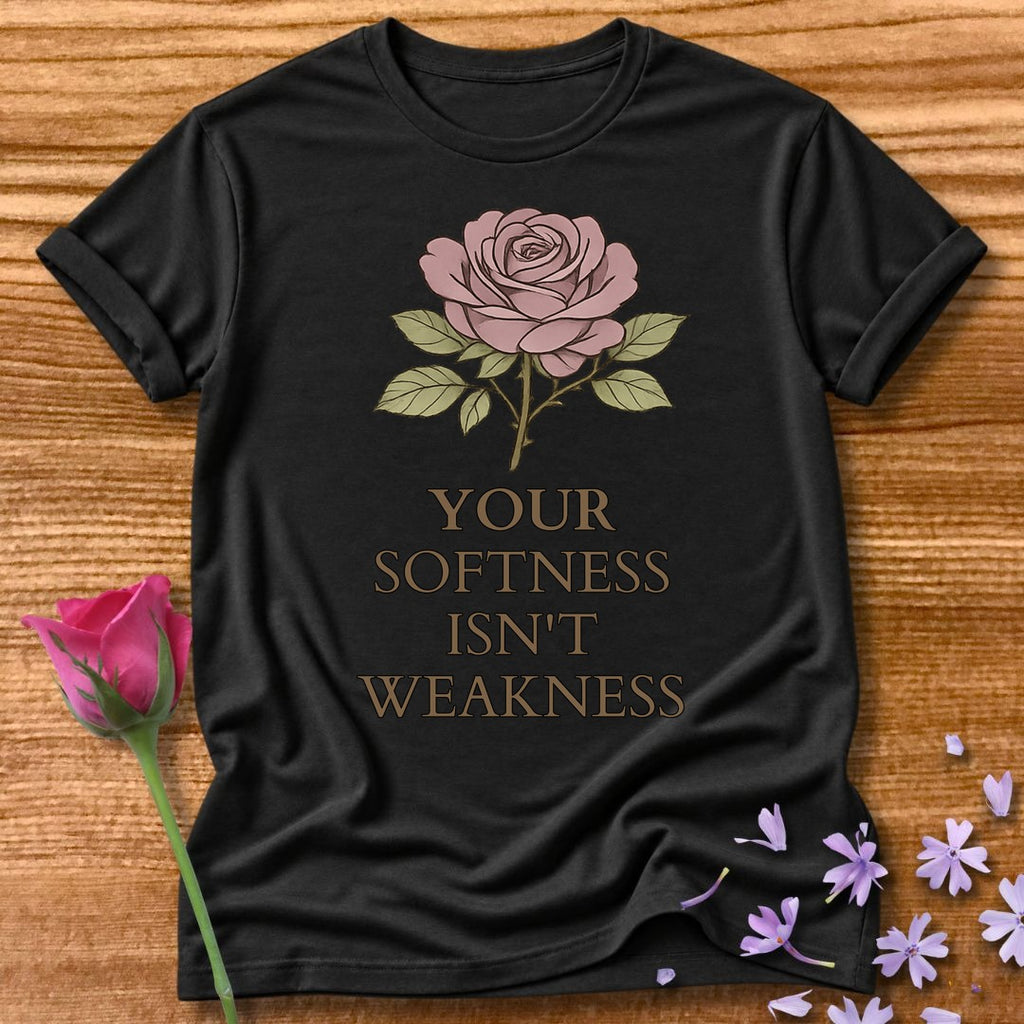 Your Softness Isn't Weakness — Watercolor Rose Botanical in Black