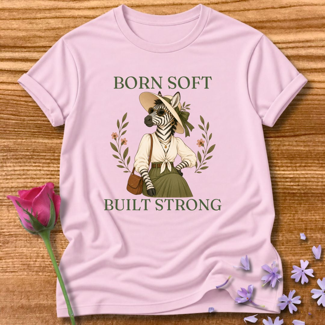 Zebra — Born Soft Built Strong Vintage Aesthetic Animal in Light Pink