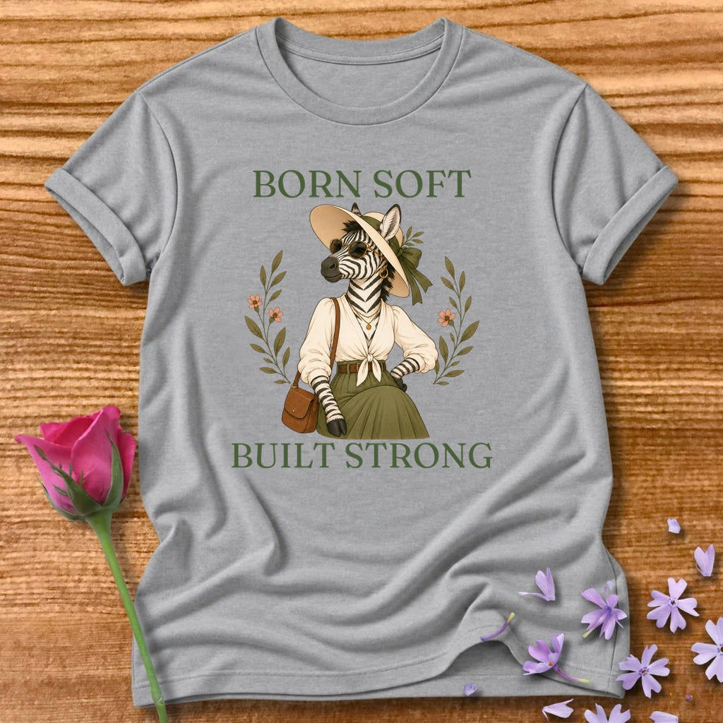 Zebra — Born Soft Built Strong Vintage Aesthetic Animal in Sport Grey