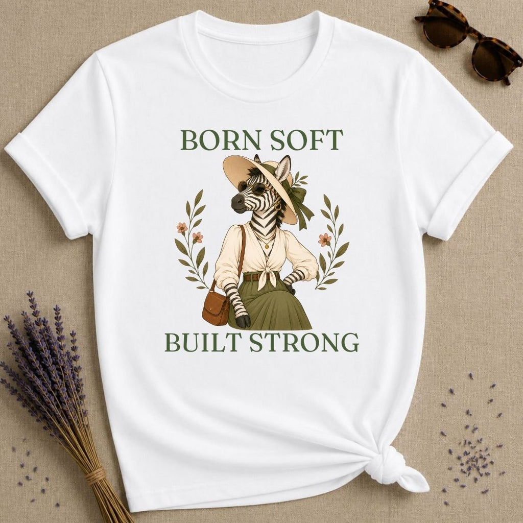 Zebra Born Soft Built Strong T-Shirt - White