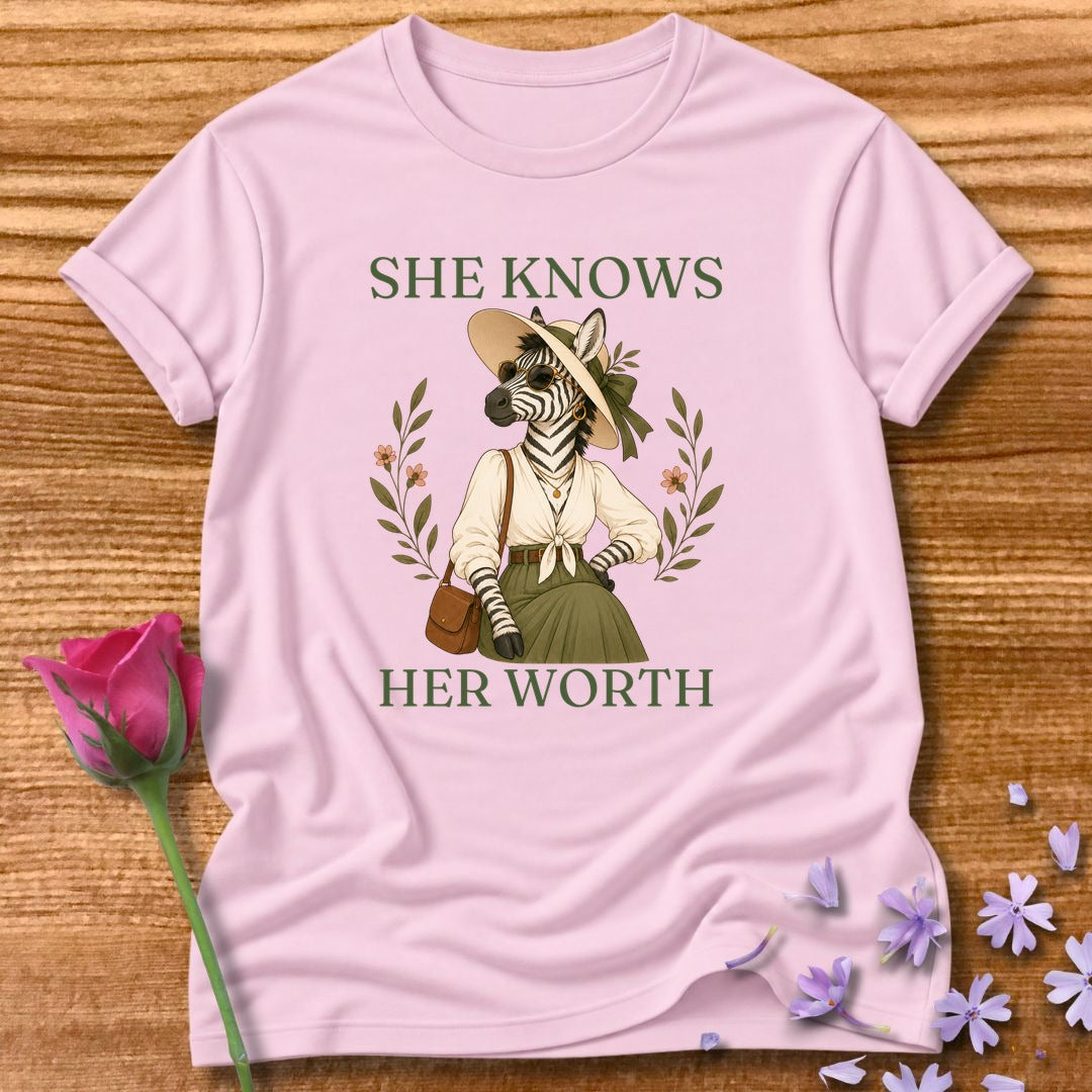 Zebra — She Knows Her Worth Vintage Aesthetic Animal in Light Pink