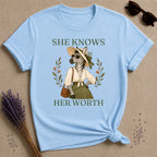 Zebra She Knows Her Worth T-Shirt - Light Blue