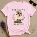 Zebra She Knows Her Worth T-Shirt - Light Pink