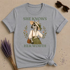 Zebra She Knows Her Worth T-Shirt - Sport Grey