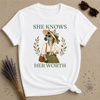 Zebra She Knows Her Worth T-Shirt - White