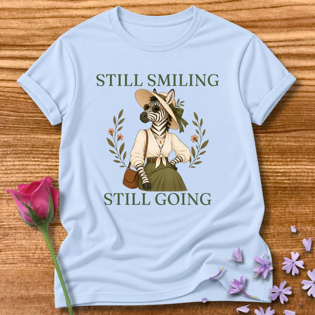 Zebra — Still Smiling Still Going Vintage Aesthetic Animal in Light Blue