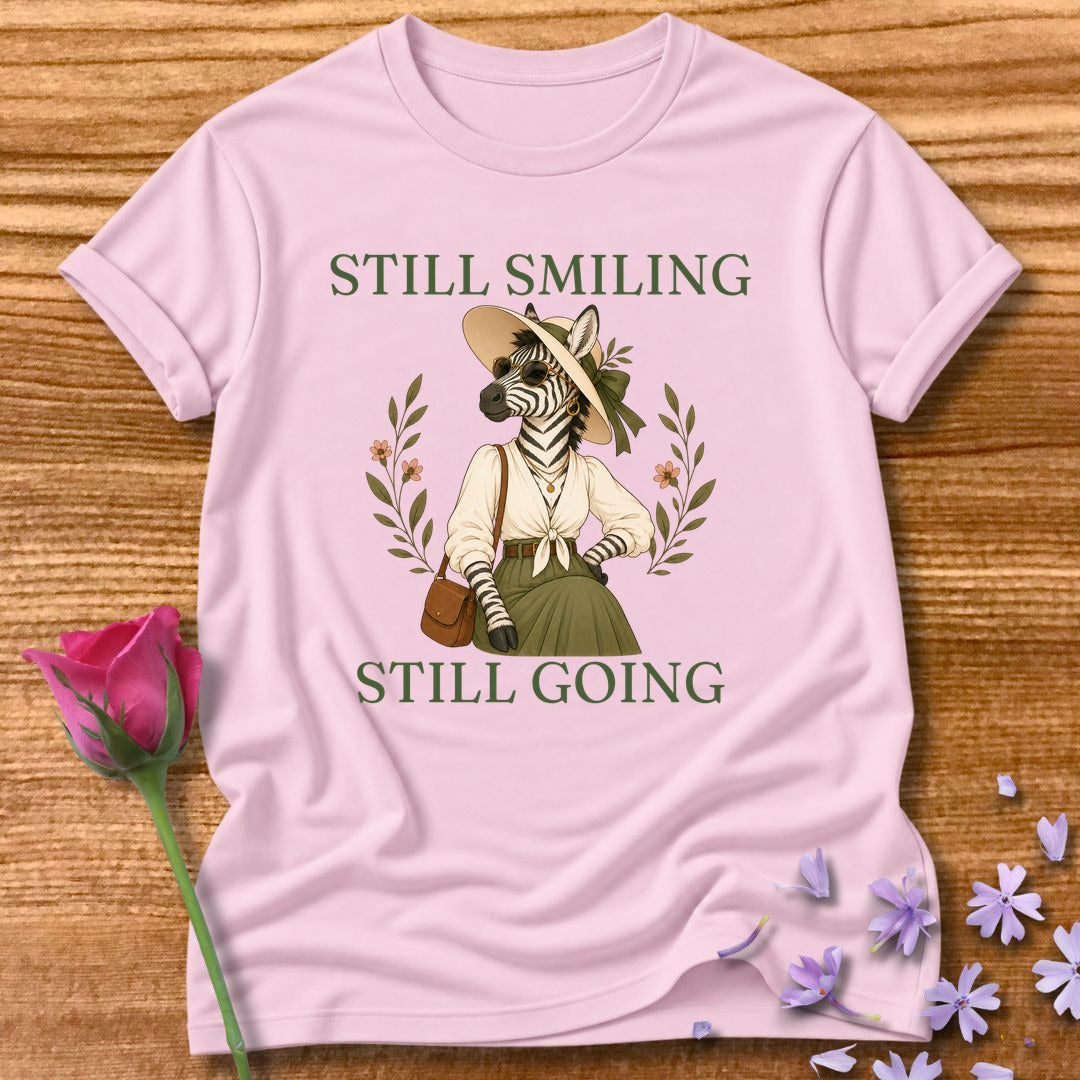 Zebra — Still Smiling Still Going Vintage Aesthetic Animal in Light Pink