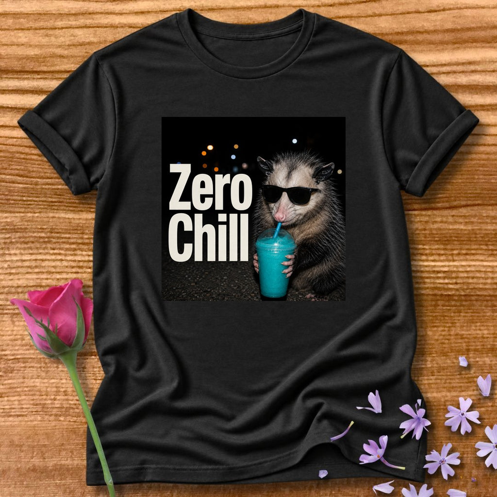 Zero Chill — Photorealistic Opossum Night Graphic in Black