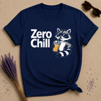 Zero Chill — Vintage Raccoon Sticker Graphic T-Shirt for Women in Navy