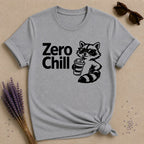 Zero Chill — Vintage Raccoon Sticker Graphic T-Shirt for Women in Sport Grey