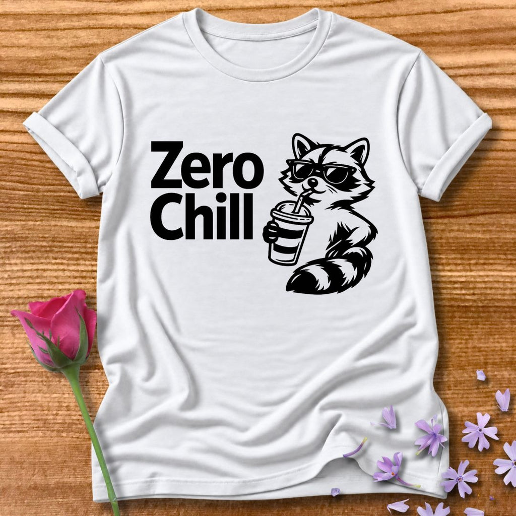 Zero Chill — Vintage Raccoon Sticker Graphic in White