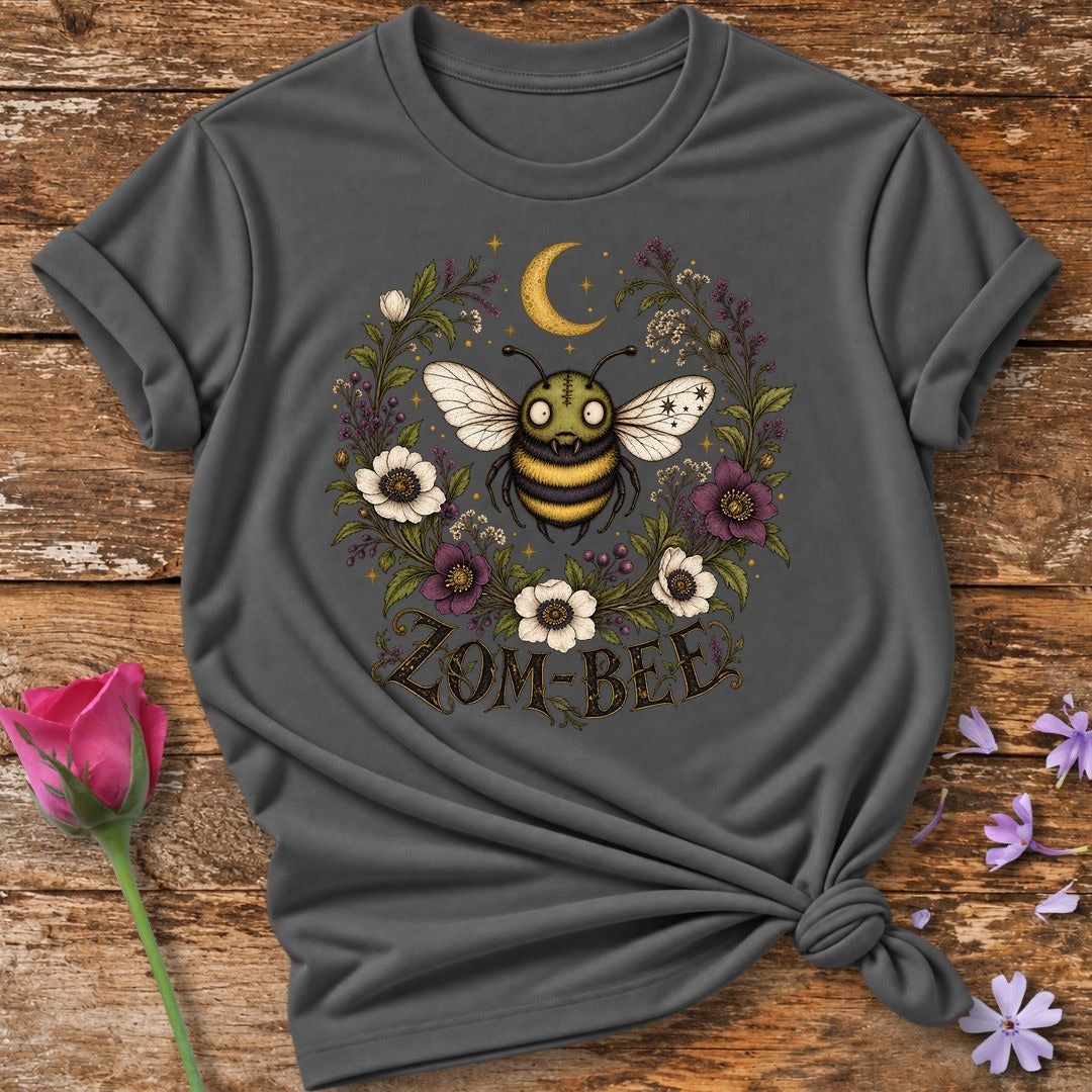 Zom-Bee Botanical T-Shirt in Charcoal